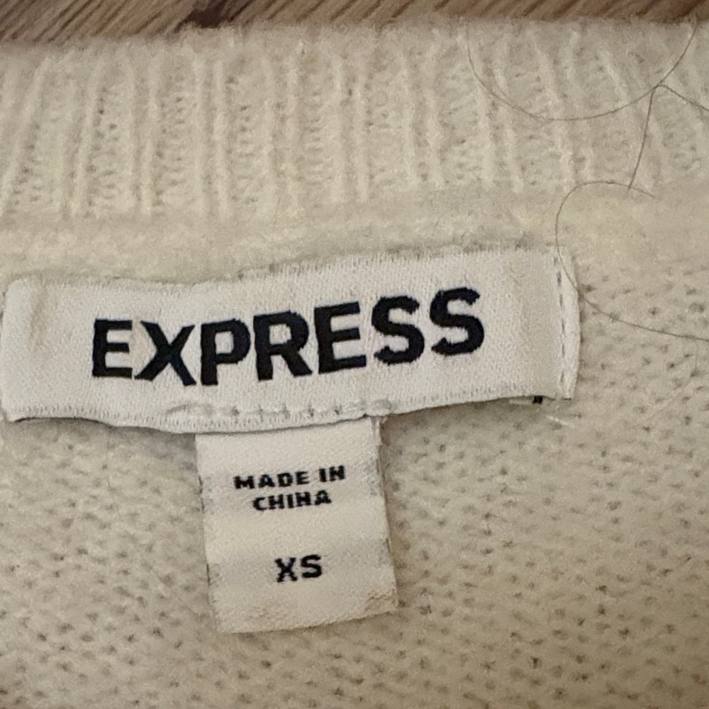 Express Cream Sweater with Embellished Neckline - Picture 2 of 9